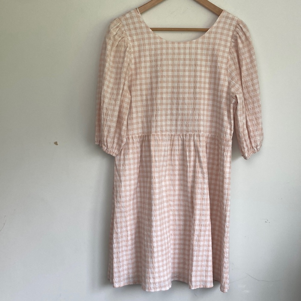 June & Hudson| Pink Gingham Dress sz Large